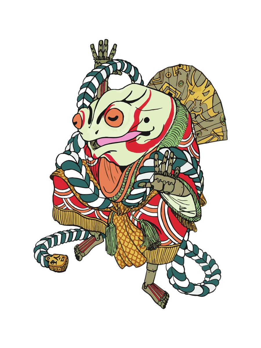Stampa giapponese Kabuki Frog